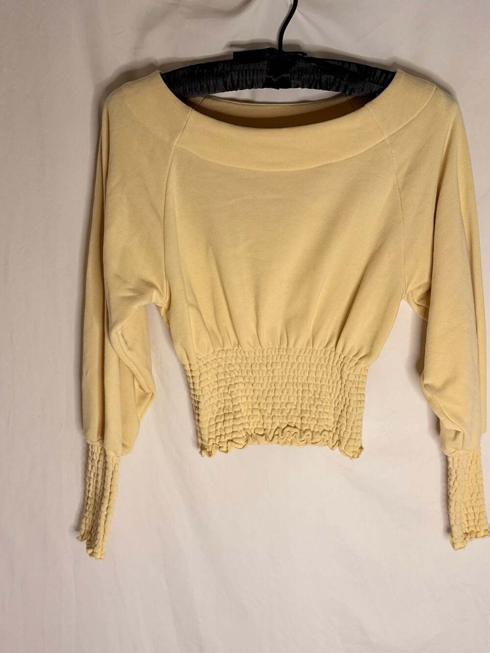 Out From Under Urban Outfitters Yellow Smocked Waist Long Sleeve Top Size S